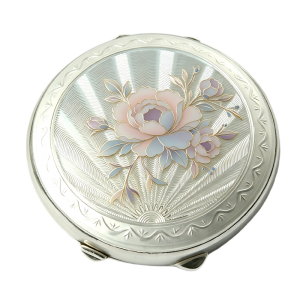 Modern Abstract Petal Zamac Enamel Powder Compact | Custom Cosmetic Case